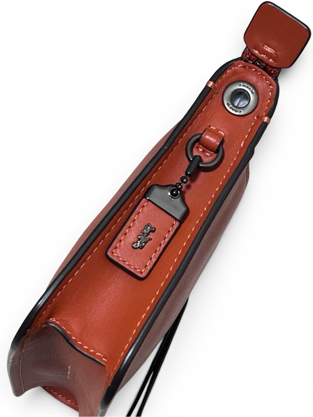 COACH 1941 Grommet Links Glovetanned Leather Soho XBody/Clutch in Vermillion - Picture 9 of 15